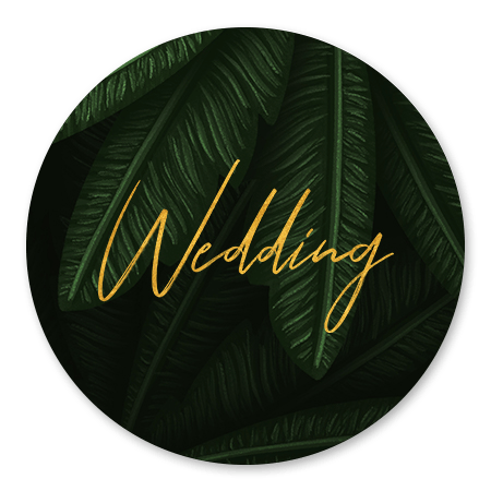 Jungle bladeren met gouden 'wedding'